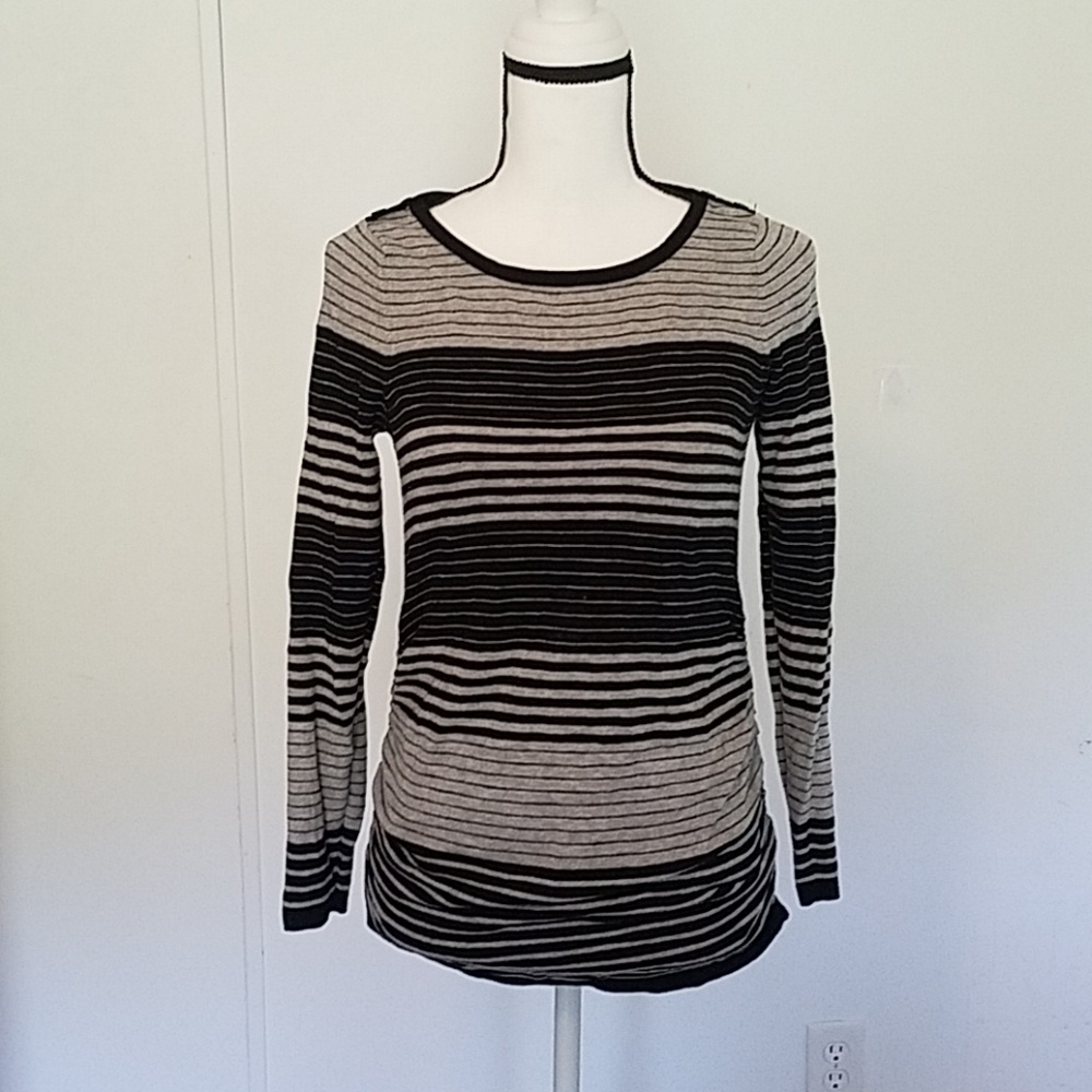 Maternity Black and Grey Striped Sweater